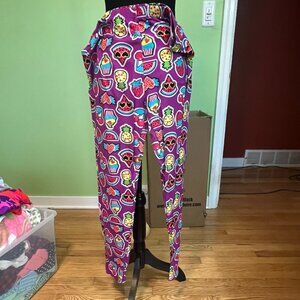 Pineapples Cherries Cupcakes Watermelons and more Leggings on Purple 1X